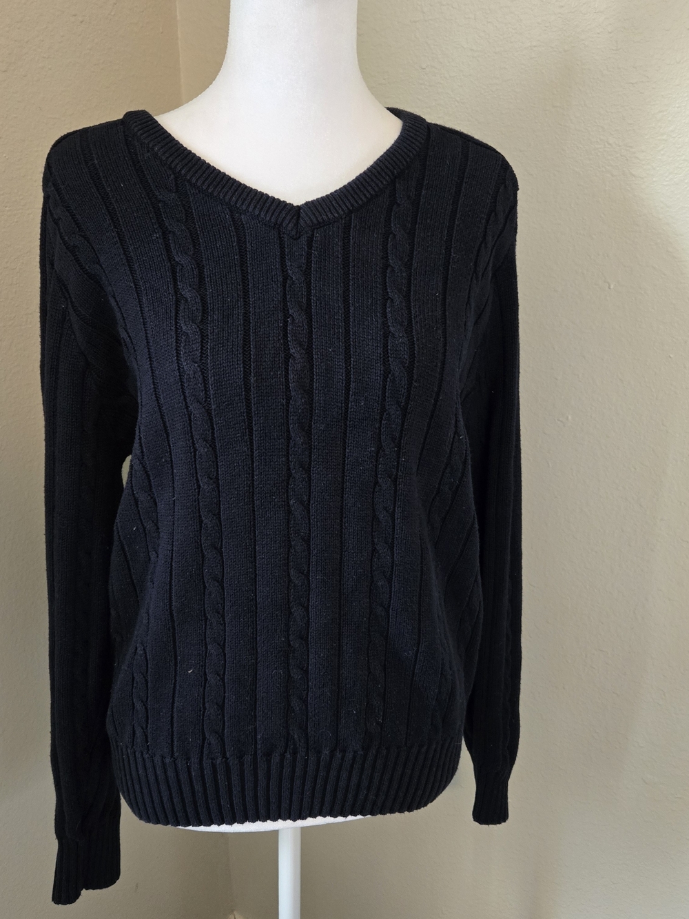Brandy Melville Navy Cable Knit V-Neck Sweater